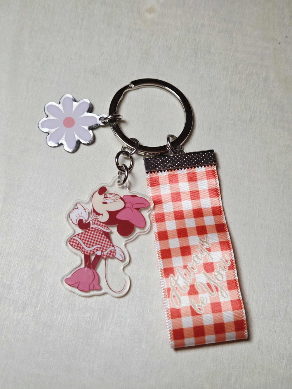 *4 for $30* Minnie Mouse Keychain Charm with Gingham Ribbon